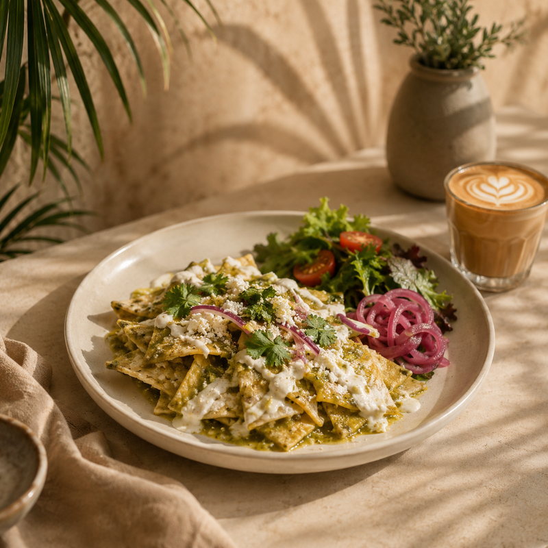 Chilaquiles Cochi con salsa verde cremosa