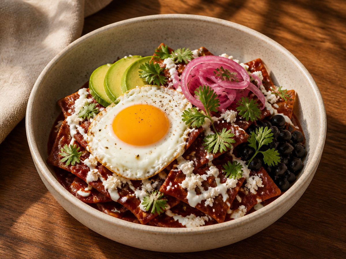 Chilaquiles con huevo estrellado